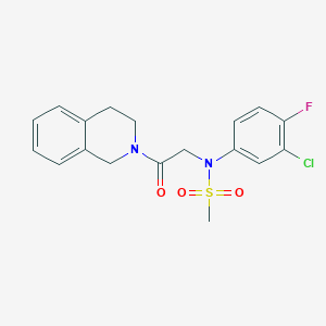 molecular formula C18H18ClFN2O3S B4984031 N-(3-chloro-4-fluorophenyl)-N-[2-(3,4-dihydro-2(1H)-isoquinolinyl)-2-oxoethyl]methanesulfonamide 