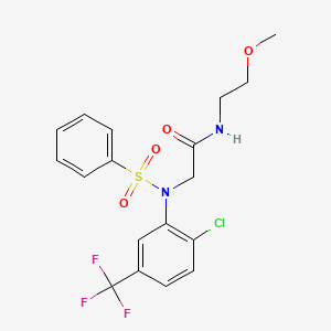 molecular formula C18H18ClF3N2O4S B4984039 N~2~-[2-chloro-5-(trifluoromethyl)phenyl]-N~1~-(2-methoxyethyl)-N~2~-(phenylsulfonyl)glycinamide 