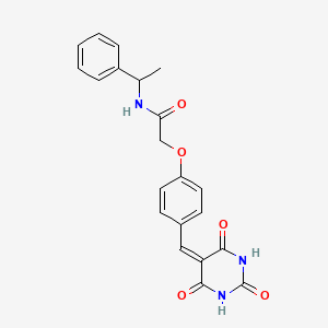 N-(1-phenylethyl)-2-{4-[(2,4,6-trioxotetrahydro-5(2H)-pyrimidinylidene)methyl]phenoxy}acetamide