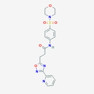 molecular formula C20H21N5O5S B498405 N-[4-(4-morpholinylsulfonyl)phenyl]-3-[3-(2-pyridinyl)-1,2,4-oxadiazol-5-yl]propanamide 