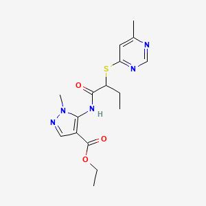 ethyl 1-methyl-5-({2-[(6-methyl-4-pyrimidinyl)thio]butanoyl}amino)-1H-pyrazole-4-carboxylate