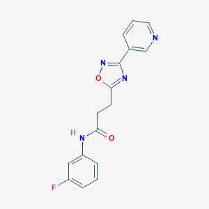 molecular formula C16H13FN4O2 B498408 N-(3-fluorophenyl)-3-(3-pyridin-3-yl-1,2,4-oxadiazol-5-yl)propanamide 