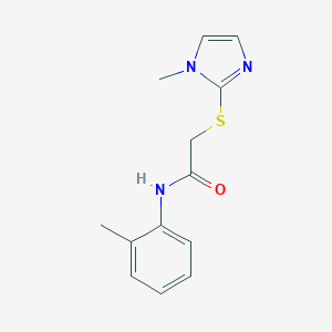 molecular formula C13H15N3OS B498409 2-[(1-methyl-1H-imidazol-2-yl)sulfanyl]-N-(2-methylphenyl)acetamide 