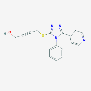 molecular formula C17H14N4OS B498410 4-{[4-phenyl-5-(4-pyridinyl)-4H-1,2,4-triazol-3-yl]sulfanyl}-2-butyn-1-ol 