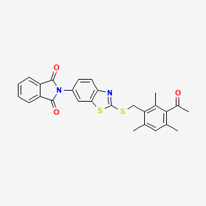 molecular formula C27H22N2O3S2 B4984106 2-{2-[(3-acetyl-2,4,6-trimethylbenzyl)thio]-1,3-benzothiazol-6-yl}-1H-isoindole-1,3(2H)-dione 