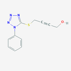 molecular formula C11H10N4OS B498413 4-[(1-phenyl-1H-tetraazol-5-yl)sulfanyl]-2-butyn-1-ol 
