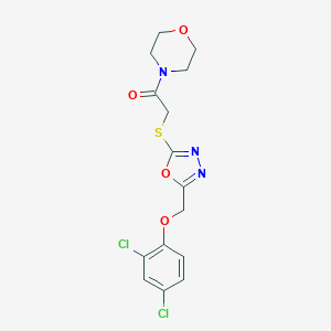 molecular formula C15H15Cl2N3O4S B498415 4-[({5-[(2,4-Dichlorophenoxy)methyl]-1,3,4-oxadiazol-2-yl}sulfanyl)acetyl]morpholine 