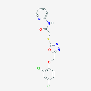 molecular formula C16H12Cl2N4O3S B498417 2-({5-[(2,4-dichlorophenoxy)methyl]-1,3,4-oxadiazol-2-yl}sulfanyl)-N-(2-pyridinyl)acetamide 