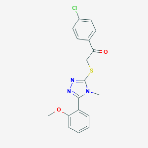 molecular formula C18H16ClN3O2S B498418 1-(4-chlorophenyl)-2-{[5-(2-methoxyphenyl)-4-methyl-4H-1,2,4-triazol-3-yl]sulfanyl}ethanone 