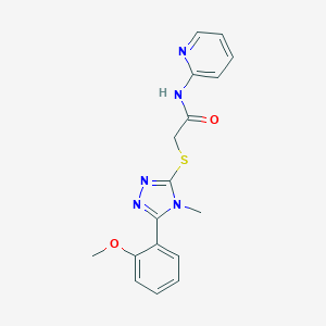 molecular formula C17H17N5O2S B498419 2-{[5-(2-methoxyphenyl)-4-methyl-4H-1,2,4-triazol-3-yl]sulfanyl}-N-(2-pyridinyl)acetamide 