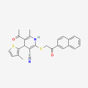 molecular formula C26H22N2O2S2 B4984216 5-acetyl-6-methyl-4-(3-methyl-2-thienyl)-2-{[2-(2-naphthyl)-2-oxoethyl]thio}-1,4-dihydro-3-pyridinecarbonitrile 
