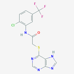 molecular formula C14H9ClF3N5OS B498423 N-[2-chloro-5-(trifluoromethyl)phenyl]-2-(9H-purin-6-ylsulfanyl)acetamide 