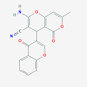 2-amino-7-methyl-5-oxo-4-(4-oxo-4H-chromen-3-yl)-4H,5H-pyrano[4,3-b]pyran-3-carbonitrile
