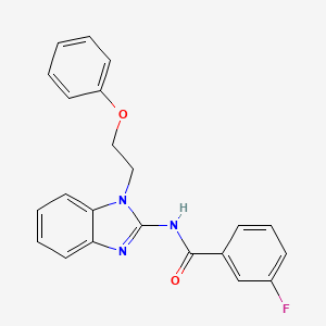 molecular formula C22H18FN3O2 B4984270 3-fluoro-N-[1-(2-phenoxyethyl)-1H-benzimidazol-2-yl]benzamide 
