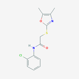 molecular formula C13H13ClN2O2S B498432 N-(2-chlorophenyl)-2-[(4,5-dimethyl-1,3-oxazol-2-yl)sulfanyl]acetamide 