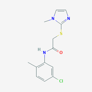 molecular formula C13H14ClN3OS B498435 N-(5-chloro-2-methylphenyl)-2-[(1-methyl-1H-imidazol-2-yl)sulfanyl]acetamide 