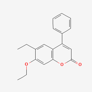 molecular formula C19H18O3 B4984350 7-ethoxy-6-ethyl-4-phenyl-2H-chromen-2-one 