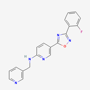 molecular formula C19H14FN5O B4984407 5-[3-(2-fluorophenyl)-1,2,4-oxadiazol-5-yl]-N-(3-pyridinylmethyl)-2-pyridinamine 