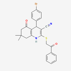 molecular formula C26H23BrN2O2S B4984410 4-(4-bromophenyl)-7,7-dimethyl-5-oxo-2-[(2-oxo-2-phenylethyl)thio]-1,4,5,6,7,8-hexahydro-3-quinolinecarbonitrile 
