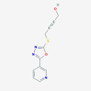 molecular formula C11H9N3O2S B498444 4-{[5-(3-Pyridinyl)-1,3,4-oxadiazol-2-yl]sulfanyl}-2-butyn-1-ol 