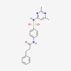 molecular formula C21H22N4O3S B4984457 N-(4-{[(2,6-dimethyl-4-pyrimidinyl)amino]sulfonyl}phenyl)-3-phenylpropanamide 