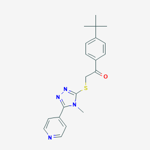 molecular formula C20H22N4OS B498448 1-(4-tert-butylphenyl)-2-{[4-methyl-5-(4-pyridinyl)-4H-1,2,4-triazol-3-yl]sulfanyl}ethanone 