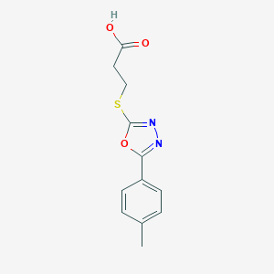 molecular formula C12H12N2O3S B498451 3-{[5-(4-Methylphenyl)-1,3,4-oxadiazol-2-yl]sulfanyl}propanoic acid 
