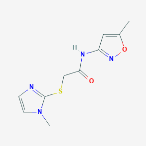 molecular formula C10H12N4O2S B498452 2-[(1-methyl-1H-imidazol-2-yl)thio]-N-(5-methyl-3-isoxazolyl)acetamide CAS No. 730995-02-5