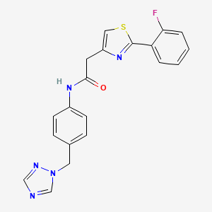 molecular formula C20H16FN5OS B4984538 2-[2-(2-fluorophenyl)-1,3-thiazol-4-yl]-N-[4-(1H-1,2,4-triazol-1-ylmethyl)phenyl]acetamide 