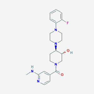 molecular formula C22H28FN5O2 B4984548 (3R*,4R*)-4-[4-(2-fluorophenyl)-1-piperazinyl]-1-[2-(methylamino)isonicotinoyl]-3-piperidinol 