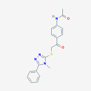 molecular formula C19H18N4O2S B498455 N-(4-{[(4-methyl-5-phenyl-4H-1,2,4-triazol-3-yl)sulfanyl]acetyl}phenyl)acetamide 