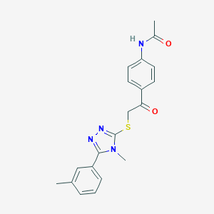 molecular formula C20H20N4O2S B498457 N-[4-({[4-methyl-5-(3-methylphenyl)-4H-1,2,4-triazol-3-yl]sulfanyl}acetyl)phenyl]acetamide 