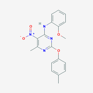 molecular formula C19H18N4O4 B4984579 N-(2-methoxyphenyl)-6-methyl-2-(4-methylphenoxy)-5-nitro-4-pyrimidinamine 
