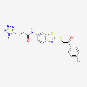 molecular formula C19H15BrN6O2S3 B4984606 N-(2-{[2-(4-bromophenyl)-2-oxoethyl]thio}-1,3-benzothiazol-6-yl)-2-[(1-methyl-1H-tetrazol-5-yl)thio]acetamide 