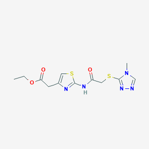 molecular formula C12H15N5O3S2 B4984617 ethyl [2-({[(4-methyl-4H-1,2,4-triazol-3-yl)thio]acetyl}amino)-1,3-thiazol-4-yl]acetate 