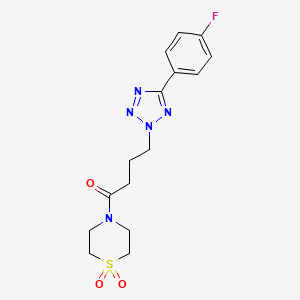 molecular formula C15H18FN5O3S B4984651 4-{4-[5-(4-fluorophenyl)-2H-tetrazol-2-yl]butanoyl}thiomorpholine 1,1-dioxide 