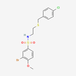 molecular formula C16H17BrClNO3S2 B4984714 3-bromo-N-{2-[(4-chlorobenzyl)thio]ethyl}-4-methoxybenzenesulfonamide 