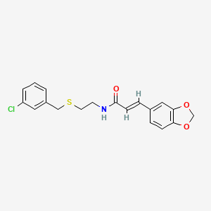 molecular formula C19H18ClNO3S B4984717 3-(1,3-benzodioxol-5-yl)-N-{2-[(3-chlorobenzyl)thio]ethyl}acrylamide 