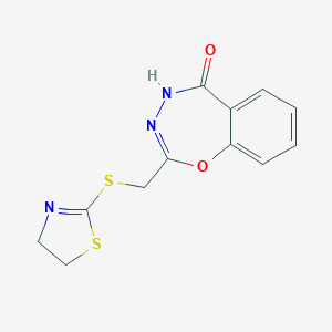 molecular formula C12H11N3O2S2 B498472 2-[(4,5-Dihydro-1,3-thiazol-2-ylsulfanyl)methyl]-1,3,4-benzoxadiazepin-5-ol 