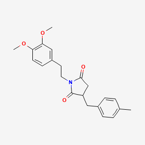 molecular formula C22H25NO4 B4984731 1-[2-(3,4-dimethoxyphenyl)ethyl]-3-(4-methylbenzyl)-2,5-pyrrolidinedione 