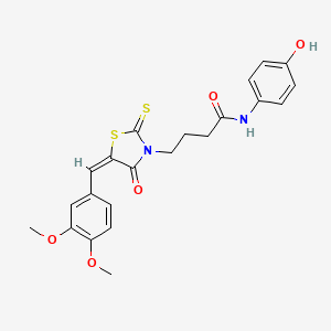 molecular formula C22H22N2O5S2 B4984741 4-[5-(3,4-dimethoxybenzylidene)-4-oxo-2-thioxo-1,3-thiazolidin-3-yl]-N-(4-hydroxyphenyl)butanamide 