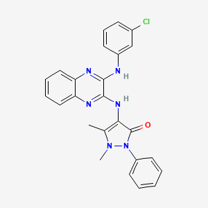 molecular formula C25H21ClN6O B4984744 4-({3-[(3-chlorophenyl)amino]-2-quinoxalinyl}amino)-1,5-dimethyl-2-phenyl-1,2-dihydro-3H-pyrazol-3-one 