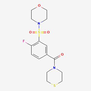 molecular formula C15H19FN2O4S2 B4984759 4-{[2-fluoro-5-(4-thiomorpholinylcarbonyl)phenyl]sulfonyl}morpholine 