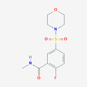 molecular formula C12H15FN2O4S B4984767 2-fluoro-N-methyl-5-(4-morpholinylsulfonyl)benzamide 