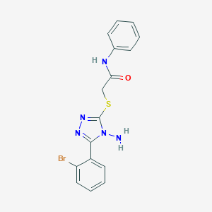molecular formula C16H14BrN5OS B498478 2-{[4-amino-5-(2-bromophenyl)-4H-1,2,4-triazol-3-yl]sulfanyl}-N-phenylacetamide 