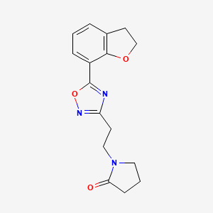 molecular formula C16H17N3O3 B4984816 1-{2-[5-(2,3-dihydro-1-benzofuran-7-yl)-1,2,4-oxadiazol-3-yl]ethyl}-2-pyrrolidinone 
