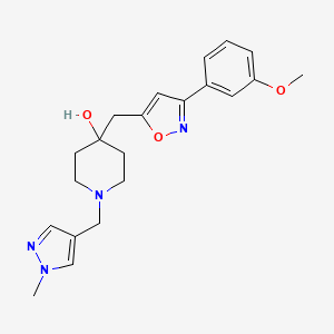 molecular formula C21H26N4O3 B4984826 4-{[3-(3-methoxyphenyl)-5-isoxazolyl]methyl}-1-[(1-methyl-1H-pyrazol-4-yl)methyl]-4-piperidinol 