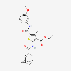 molecular formula C27H32N2O5S B4984830 ethyl 2-[(1-adamantylcarbonyl)amino]-5-{[(3-methoxyphenyl)amino]carbonyl}-4-methyl-3-thiophenecarboxylate 
