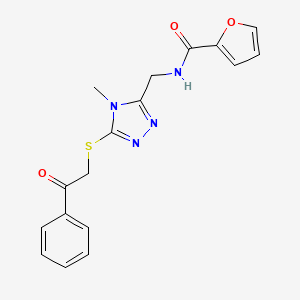 molecular formula C17H16N4O3S B4984876 N-({4-methyl-5-[(2-oxo-2-phenylethyl)thio]-4H-1,2,4-triazol-3-yl}methyl)-2-furamide 