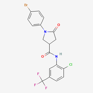 molecular formula C18H13BrClF3N2O2 B4984888 1-(4-bromophenyl)-N-[2-chloro-5-(trifluoromethyl)phenyl]-5-oxo-3-pyrrolidinecarboxamide 